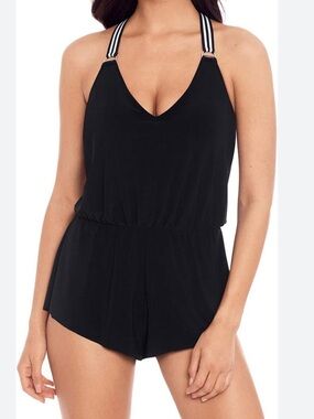 MagicSuit womens Black Borderline Gabby Swim Dress sz 8